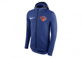 NIKE NBA NEW YORK KNICKS THERMAFLEX SHOWTIME HOODIE RUSH BLUE
