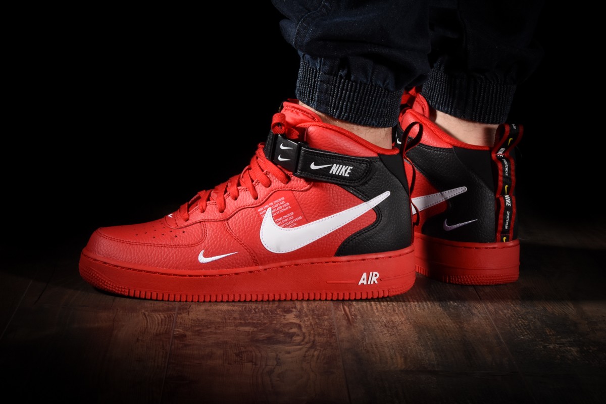 nike air force 1 mid utility red black
