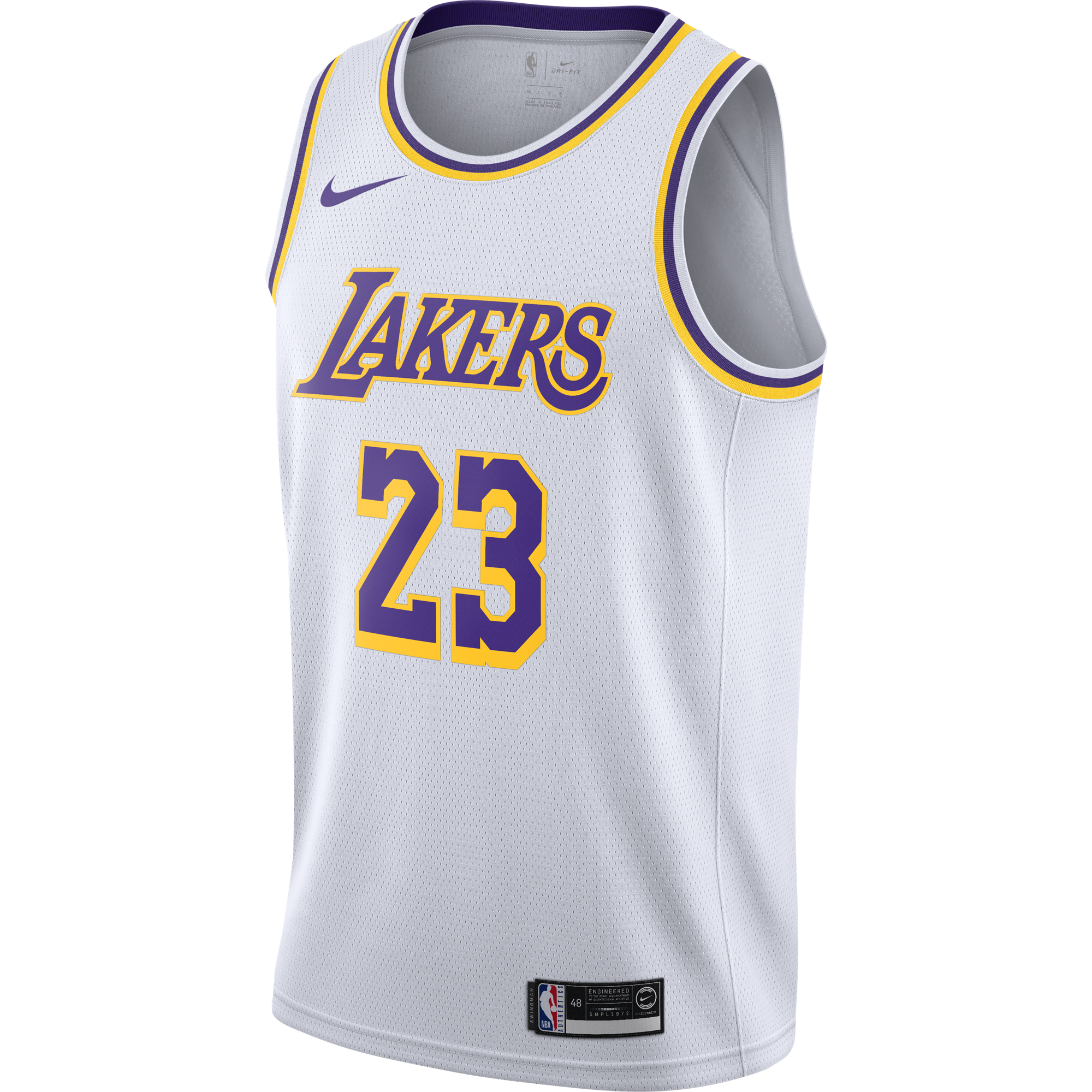 NIKE NBA LOS ANGELES LAKERS LEBRON JAMES SWINGMAN HOME JERSEY WHITE