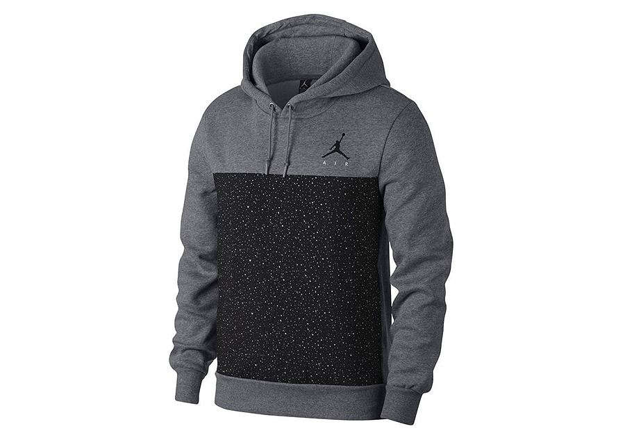 NIKE AIR JORDAN FLIGHT FLEECE CEMENT PULLOVER HOODIE GREY HEATHER