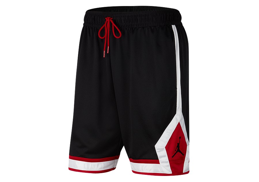 jordan shorts black red