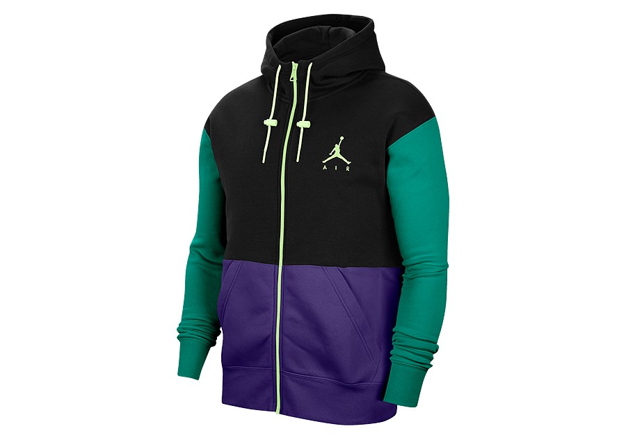 NIKE AIR JORDAN JUMPMAN AIR FLEECE FULL ZIP HOODIE BLACK COURT PURPLE price 65.00 Basketzone