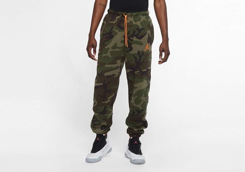 NIKE AIR JORDAN JUMPMAN AIR CAMO FLEECE PANTS MEDIUM OLIVE price 65.00 Basketzone