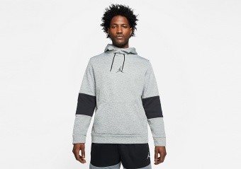 NIKE AIR JORDAN AIR THERMA FLEECE PULLOVER HOODIE CARBON HEATHER