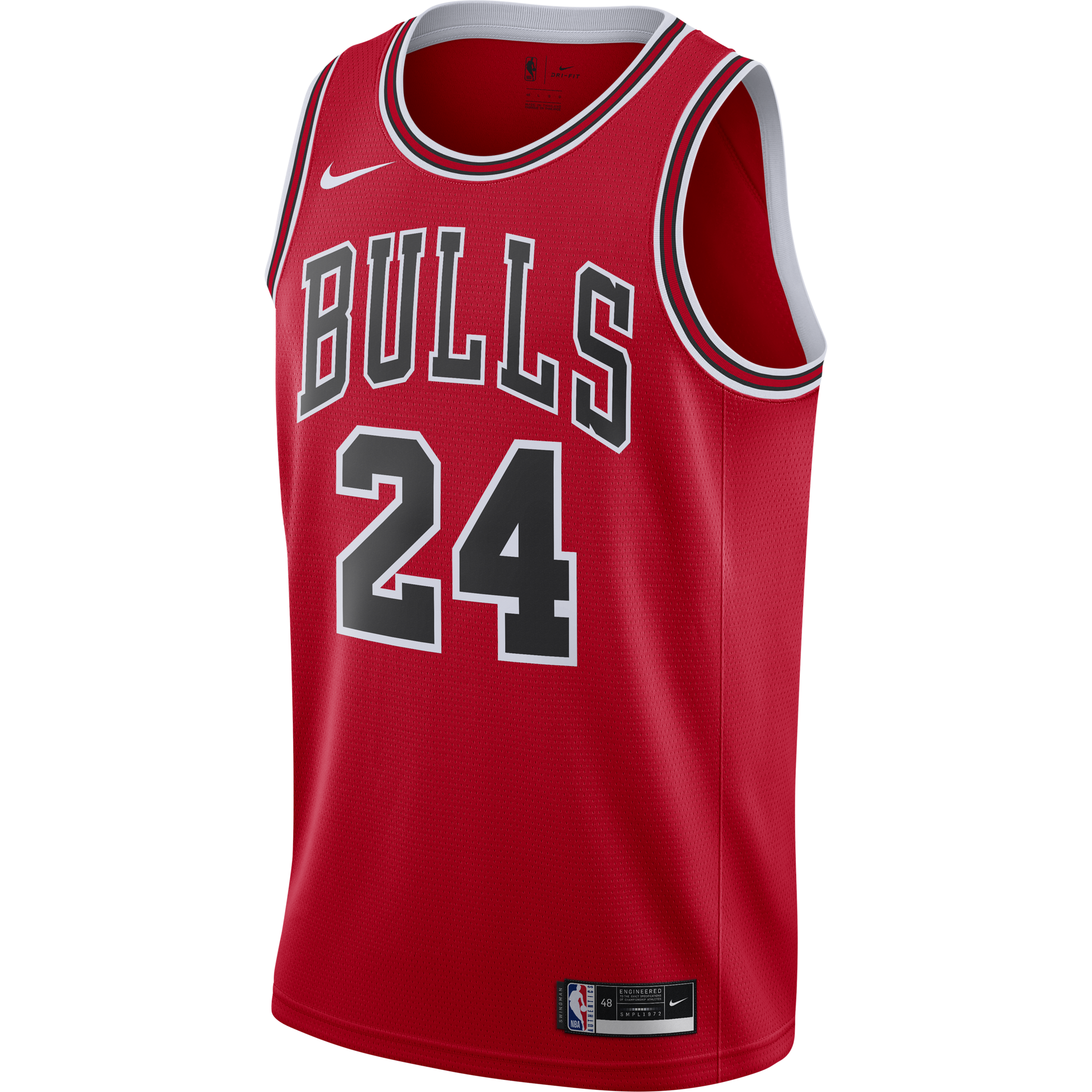 NIKE NBA CHICAGO BULLS LAURI MARKKANEN ICON EDITION SWINGMAN JERSEY UNIVERSITY RED