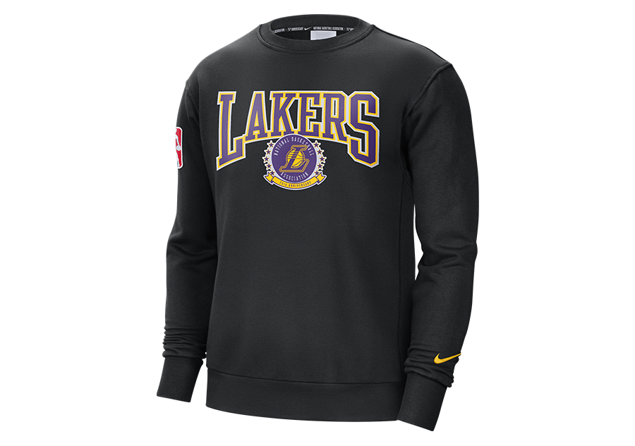 NIKE LOS ANGELES LAKERS FLEECE COURTSITE 75 CREWNECK BLACK