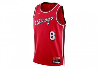 NIKE NBA CHICAGO BULLS ZACH LAVINE CITY EDITION 2021 SWINGMAN JERSEY UNIVERSITY RED