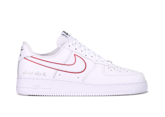 white air forces with red outline