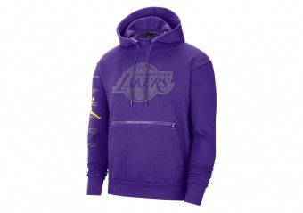 NIKE NBA LOS ANGELES LAKERS FLEECE COURTSIDE STATEMENT HOODIE FIELD PURPLE