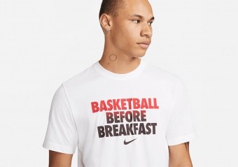 NIKE DRI-FIT BASKETBALL BEFORE BREAKFAST TEE WHITE