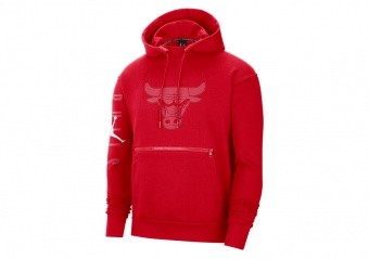 NIKE NBA CHICAGO BULLS FLEECE COURTSIDE STATEMENT HOODIE UNIVERSITY RED