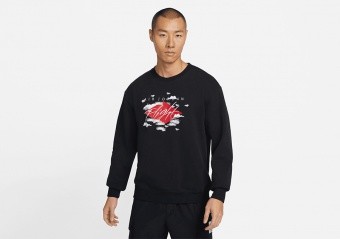 NIKE AIR JORDAN ESSENTIAL STATEMENT FLEECE GRAPHIC CREW SWEATSHIRT BLACK