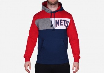 MITCHELL & NESS COLOR BLOCKED FLEECE HOODIE NEW JERSEY NETS